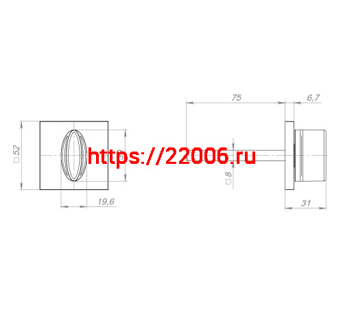 Ручка Fuaro (Фуаро) поворотная BKW8x75.K.TRG52 BL-24 черный ПЛАСТИК фото 3