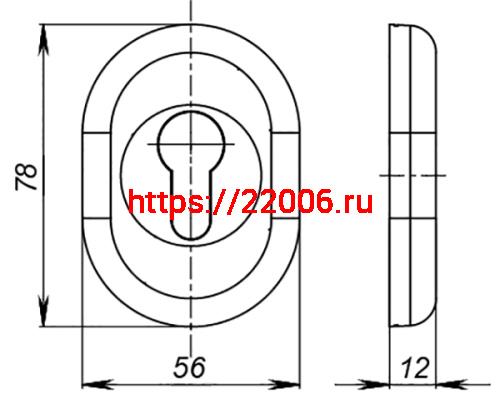 Накладка Fuaro (Фуаро) на цилиндр ESC.C/CRE/OV.12 (ESC-12C) CP хром (2шт. в уп.,отгр. по 1 шт.) фото 5