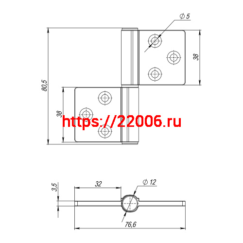 Петля Armadillo (Армадилло) универсальная флажковая FL.IN3800.UR FSG флорентийское золото фото 3