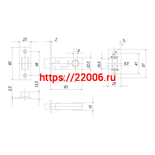Защелка Fuaro (Фуаро) врезная MAGNM12-50-25 (M12-50-25) BL черный фото 2