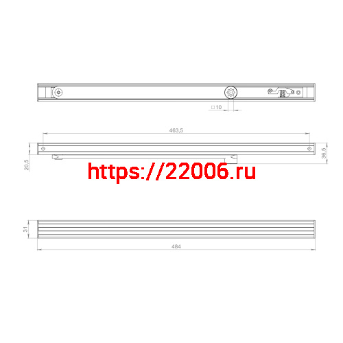 Тяга скользящая Fuaro (Фуаро) для доводчиков DCQ20-4 (40-80 кг) AL (алюминий) фото 2