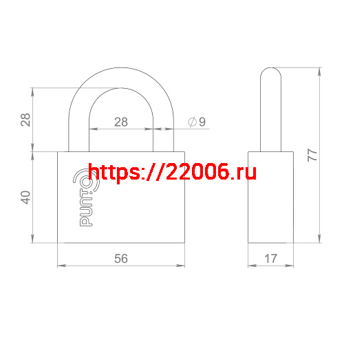 Замок Punto (Пунто) навесной PK-1560 3 key диск.ключ фото 3