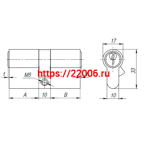 Цилиндровый Ajax (Аякс) механизм (AX100/80) AX1000Key80 (35+10+35) CP хром фото 3