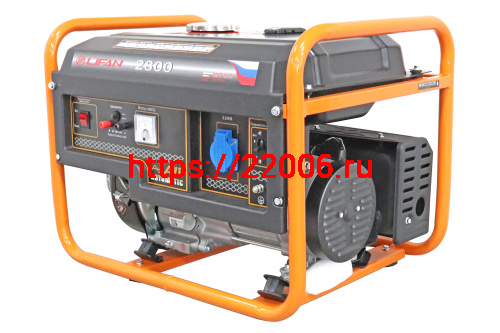 Генератор бенз. "LIFAN" 2,5GF-3(LF2800)(ном.2,5кВт,макс.2,7кВт, 4т.6,5л.с.бак15л.,42,6кг,руч.старт.,медн.обм.альтернатора, AVR, 1,42 л/ч) фото 2