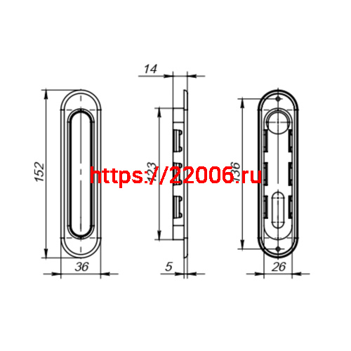 Ручка Punto (Пунто) для раздвижных дверей SH.SL152.010 (Soft LINE SL-010) BL черный фото 3