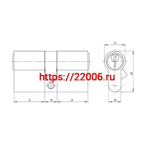Цилиндровый Ajax (Аякс) механизм (AZ100/90) AZ1000Key90 (30+10+50) CP хром фото 3