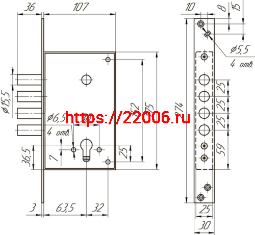 Корпус Mettem (Меттэм) врезного замка ЗВ1 711.0.0 (никель) фото 2