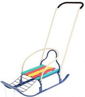 Санки Вятка-4 (продольная рейка, подножка, съемная спинка, плоский полоз, 2-х стор. толкатель) (в уп.2шт!)