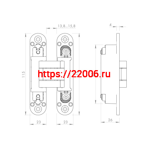Петля Armadillo (Армадилло) скрытой установки U3D3000.VPG BL черный TECH фото 5
