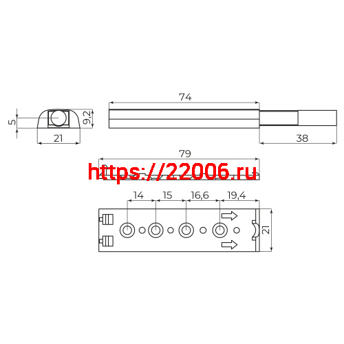 Толкатель Ajax (Аякс) мебельный металлический DMM-80/8P PN никель фото 2