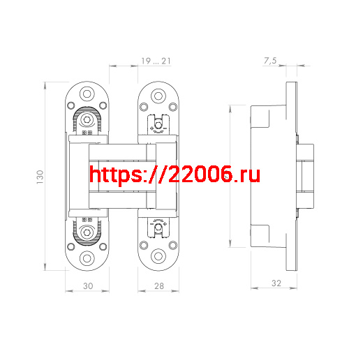Петля Armadillo (Армадилло) скрытой установки U3D5000.VPG AB бронза TECH фото 4