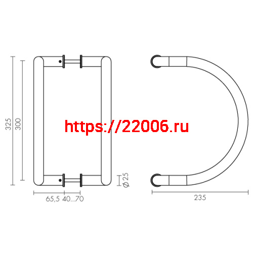 Ручка-скоба Fuaro (Фуаро) PH-27-25/300 INOX 304 фото 3