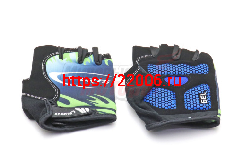 Перчатки без пальцев с гелиевыми вставками "SPORTS" (разные цвета)