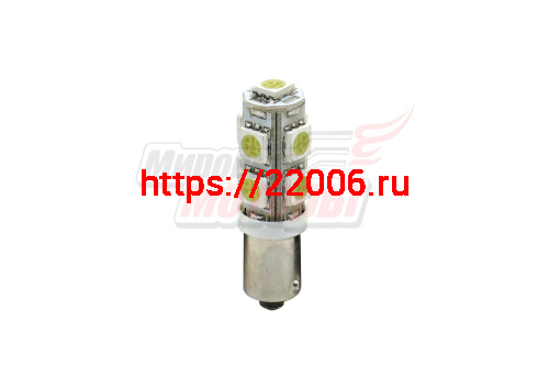 Лампа 12 В BA9S, 9 светодиодов 5050SMD, белая