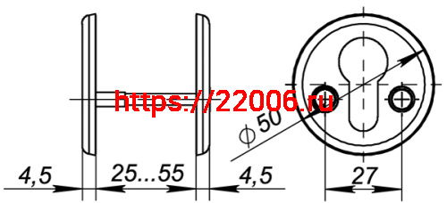 Декоративная Fuaro (Фуаро) накладка ESC-С-001-GP цилиндровая (золото) подвес фото 3