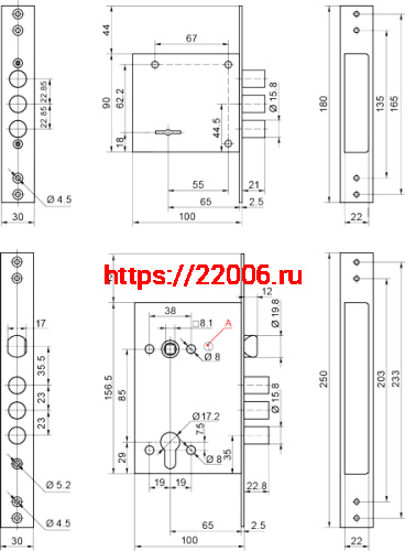 Комплект Border (Бордер) врезных замков BORDER Grand 2 (ЗВ8-8Г/15, ЗВ4-3/85Г), 5 кл. /87310+79048/ фото 3
