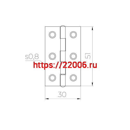 Петля Ajax (Аякс) карточная универсальная LM/IN30x50x1U YZN желтый цинк (2 шт) фото 2