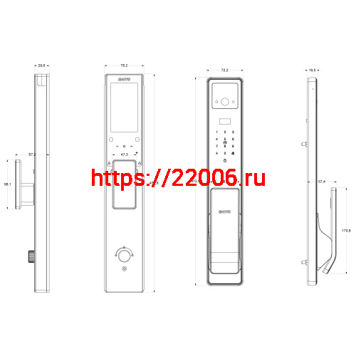 Электронный замок Sanyo D200 Tuya DM70 с WiFi, с видеодомофоном, черный фото 2