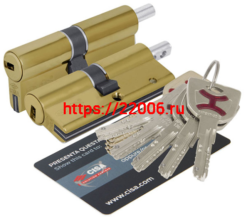 Цилиндровый механизм Cisa (Чиза) под вертушку AP4S 0P3S2-13.66 (70 мм/30+10+30), ЛАТУНЬ