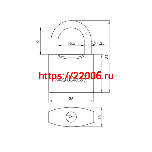 Замок Ajax (Аякс) навесной PD-0532 3 key фото 2