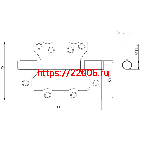 Петля Border (Бордер) без врезки (Петля бабочка ПБ) цинк белый фото 2