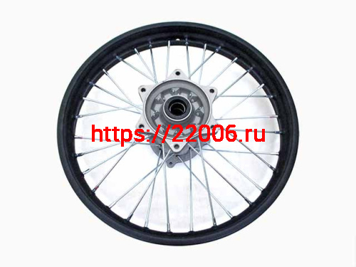Диск колеса задний стальной на спицах 2.15 - 18" обод черный, дисковый тормоз ось 25мм KAYO, ATAKI