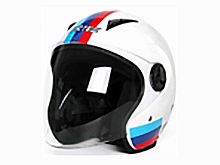 Мотошлем VIRTUE MD-207 открытый белый с цветными полосками (L)