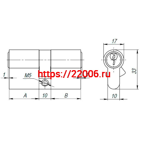 Цилиндровый Ajax (Аякс) механизм (AX100/70) AX1000Key70 (30+10+30) CP хром фото 3