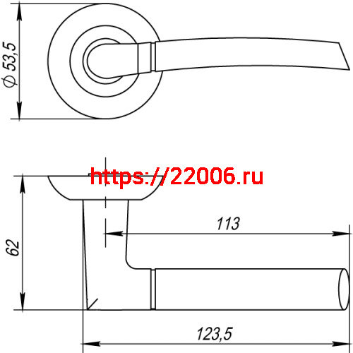 Ручка Ajax (Аякс) раздельная R.JR54.RODEO (RODEO JR) SN/CP-3 матовый никель/хром фото 2
