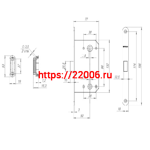Защелка Fuaro (Фуаро) врезная MAGNM96WC-50 (M96WC-50) GR графит фото 3