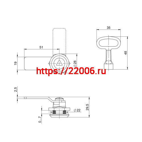 Замок Ajax (Аякс) щитовой tech lock 1 треуг.ключ фото 2