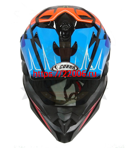 Шлем кроссовый COBRA JK803, черн-сине-оранж.,черн-бел.с крас., черн-сер с бел., раз-ры S (уп.6 шт) фото 4