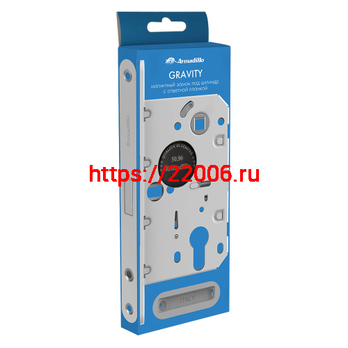 Замок Armadillo (Армадилло) межкомнатный магнитный под цилиндр с ответной планкой GRAVITY G02.190.50.85 MWSC итал тисненый фото 2