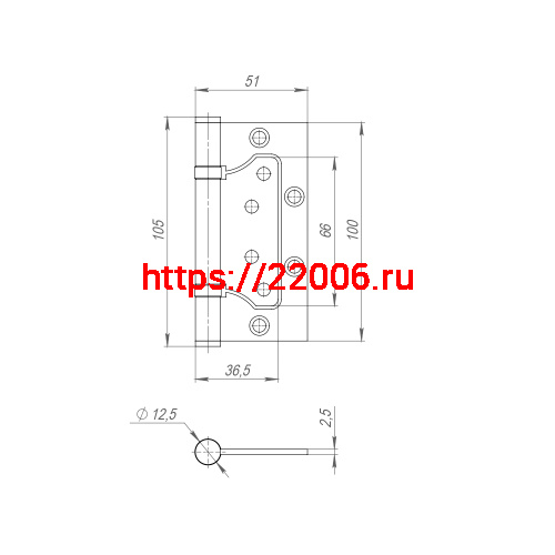 Петля Fuaro (Фуаро) из нержавейки универсальная без врезки IN4500W INOX 304 BL (500-2BB 100x2,5) черный фото 2