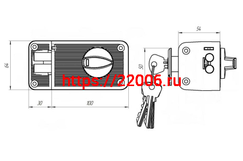 Замок Zenit (Зенит) накладной ЗН2-3 (медь) фото 2